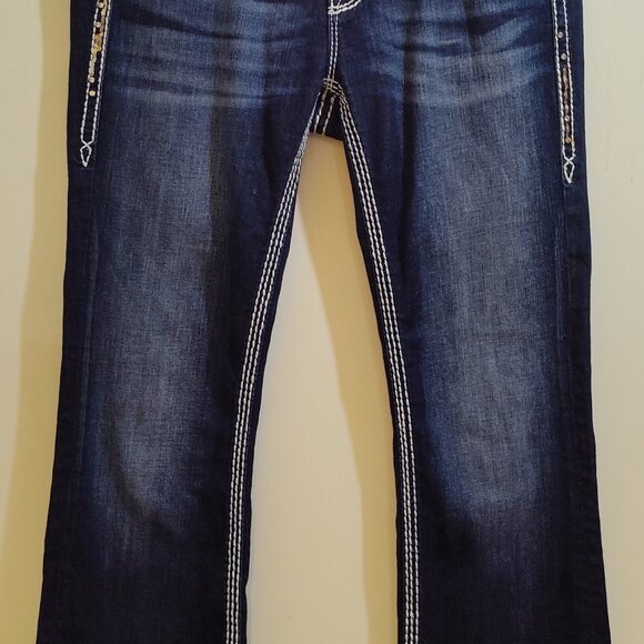 Rock Revival Size 28 "KAI" Easy boot Thick White Stitching Medium Dark Wash - Picture 11 of 11